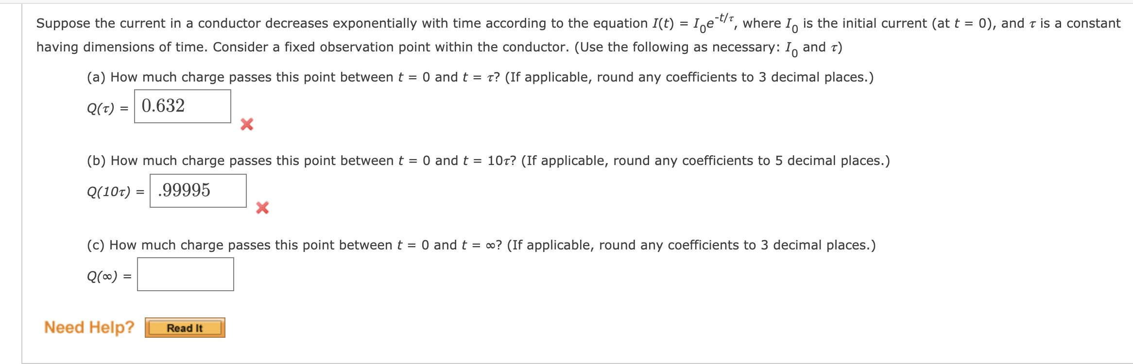 Solved = Suppose the current in a conductor decreases | Chegg.com