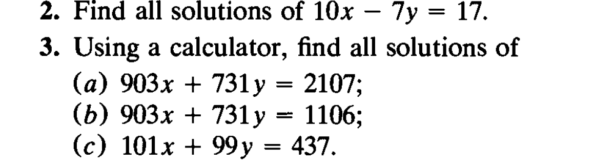 Solved - 7y 2. Find all solutions of 10x 17. = 3. Using a | Chegg.com