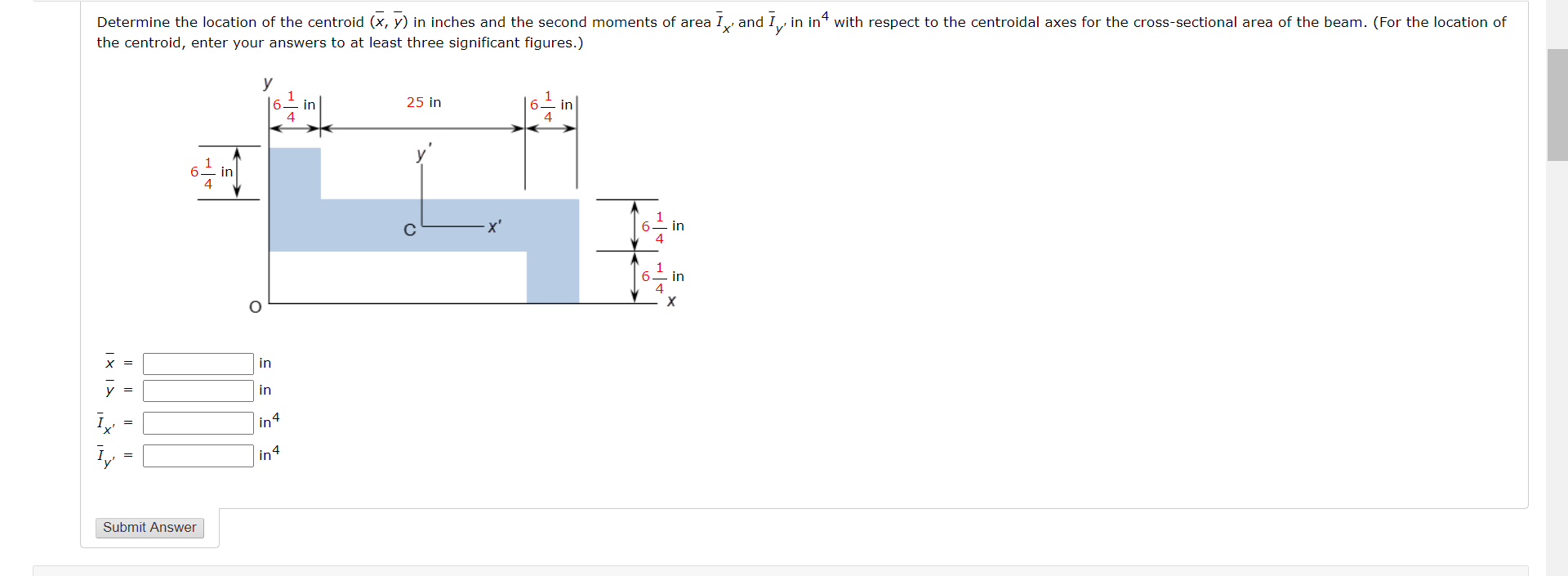 Solved Determine the location of the centroid (x, y) in | Chegg.com