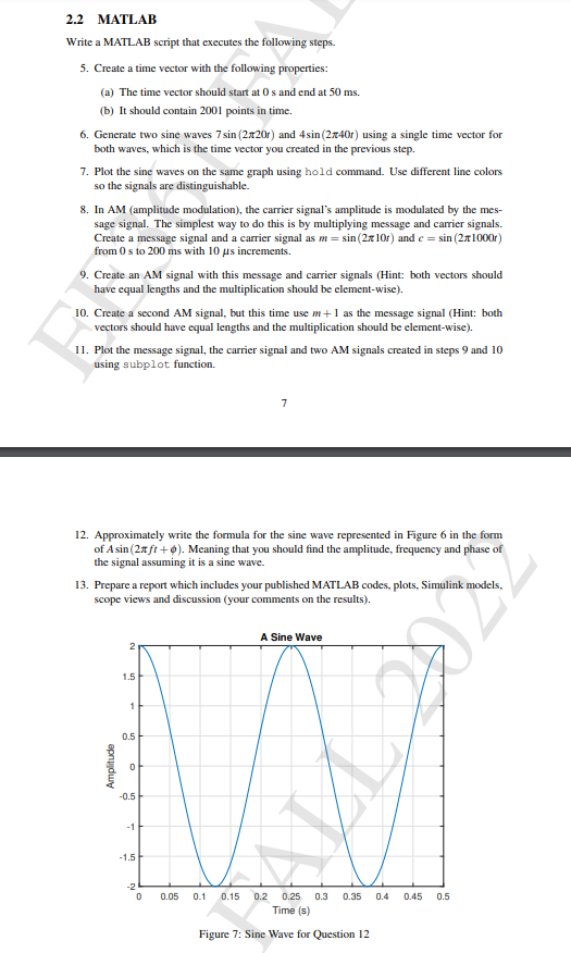 Solved 5. Create a time vector with the following | Chegg.com