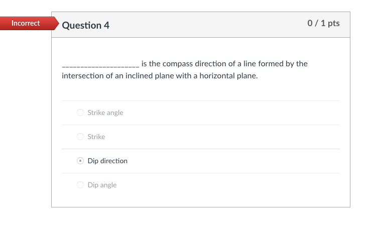 Solved Incorrect Question 4 0/1 pts is the compass direction | Chegg.com