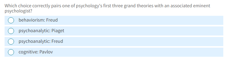 Solved Which choice correctly pairs one of psychology s Chegg