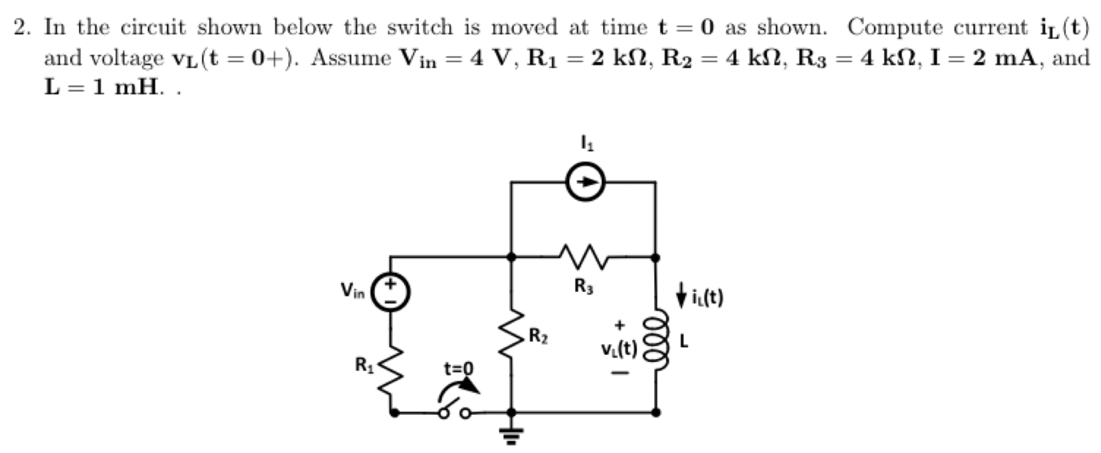 Solved 2. In the circuit shown below the switch is moved at | Chegg.com