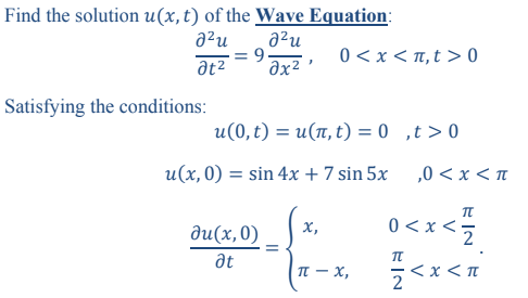 Solved Find the solution u(x, t) of the Wave Equation: J²u = | Chegg.com
