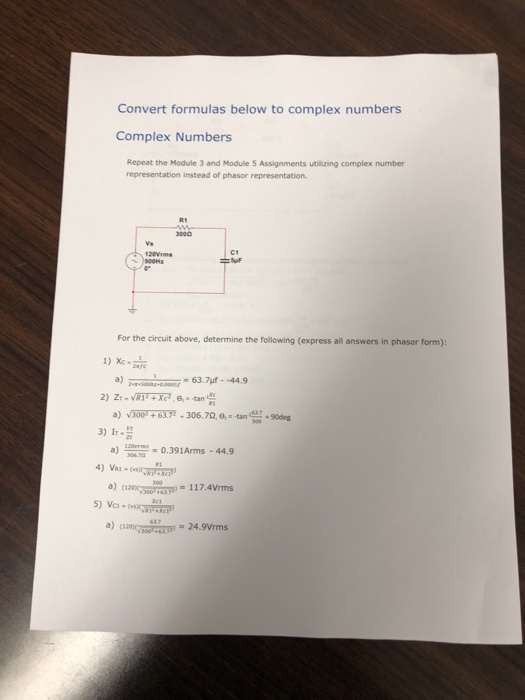 Solved Convert formulas below to complex numbers Complex | Chegg.com
