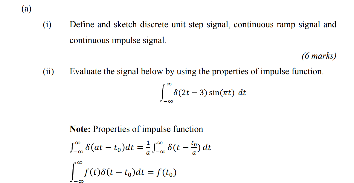 Solved (a) (i) Define and sketch discrete unit step signal, | Chegg.com