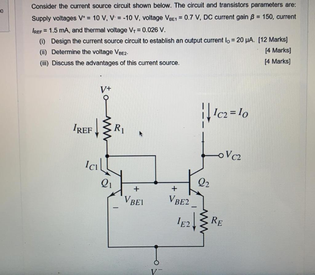 Solved 10 Consider The Current Source Circuit Shown Below Chegg Com