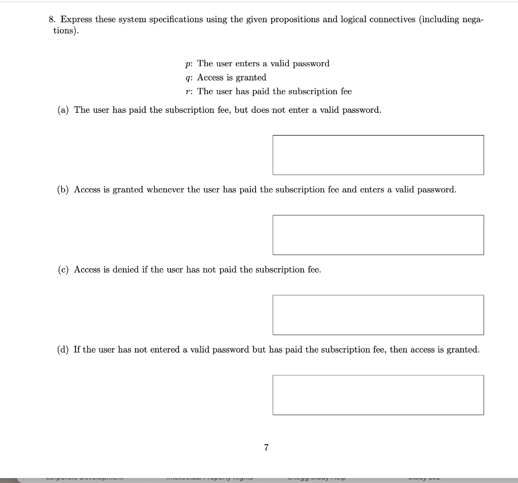 Solved 8. Express these system specifications using the | Chegg.com