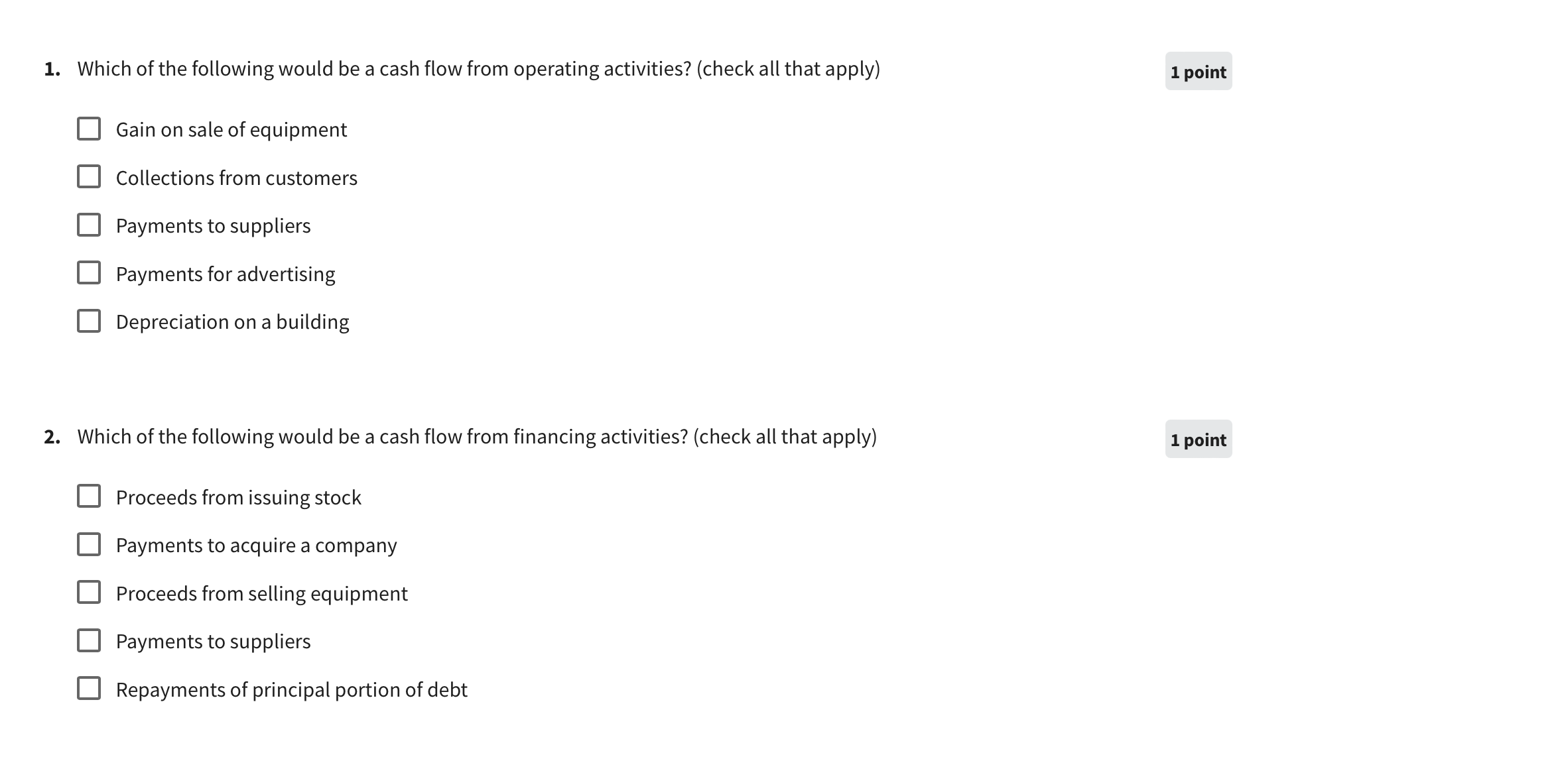 Solved 1. Which of the following would be a cash flow from | Chegg.com