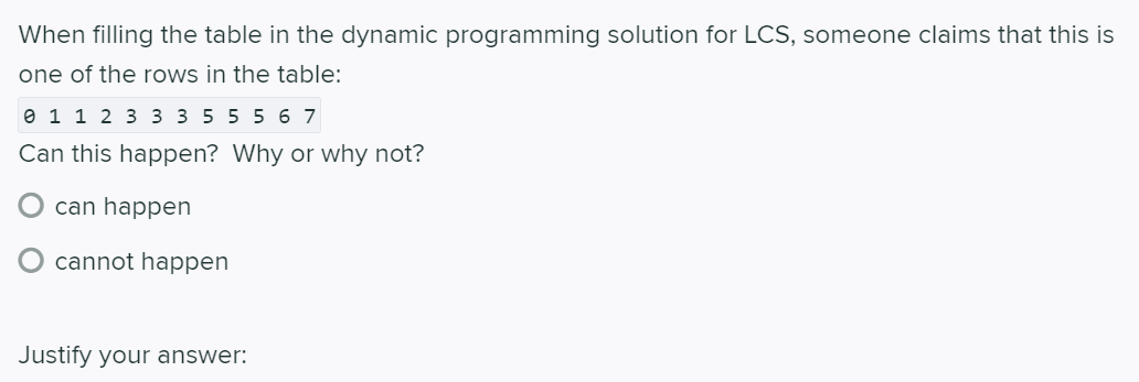 Solved When filling the table in the dynamic programming | Chegg.com
