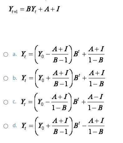 Solved Y, 1 = BY, + A+1 A O a. Y, = A+ N - B- 1 B A + - 1 +I | Chegg.com