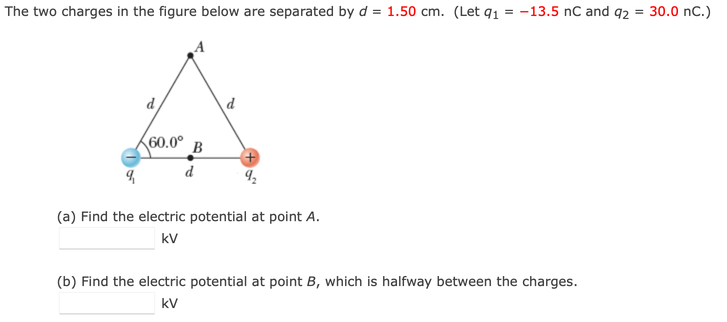 Solved The Two Charges In The Figure Below Are Separated By | Chegg.com