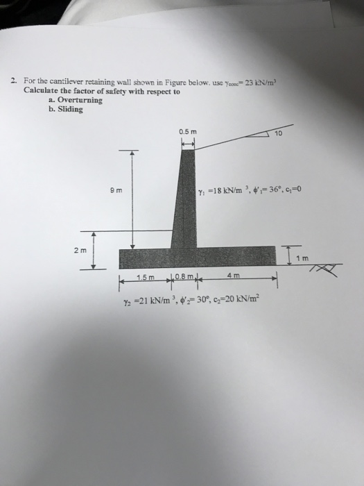 Solved For the cantilever retaining wall shown in Figure