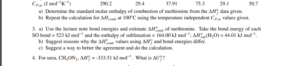 Delta H Values Please answer question 3 b) Suggest reasons why the | Chegg.com