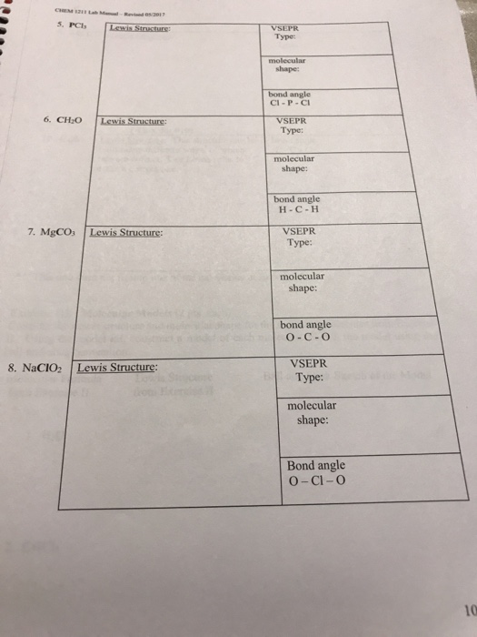 Solved CHEM 121 Lab Chemical Bonding and Molecular Structure