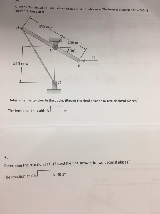 Solved A Lever AB Is Hinged At C And Attached To A Control | Chegg.com