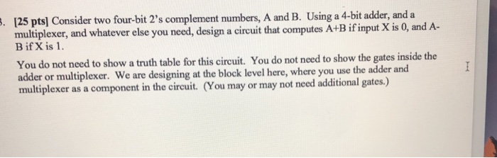 Solved 125 pts] Consider two four-bit 2's complement | Chegg.com