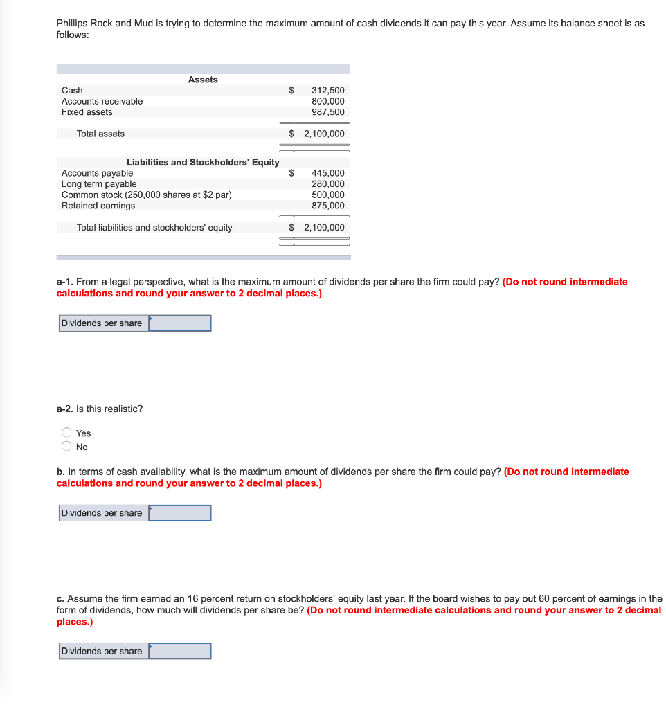 Solved Phillips Rock and Mud is trying to determine the