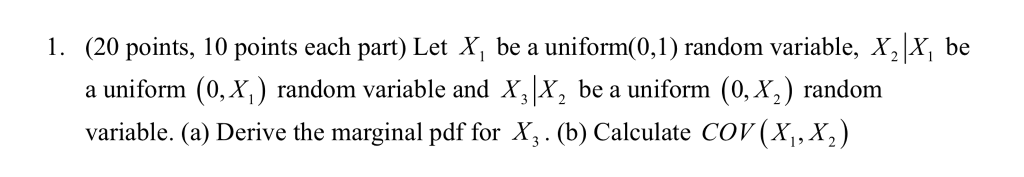 Solved (20 points, 10 points each part) Let X, be a | Chegg.com