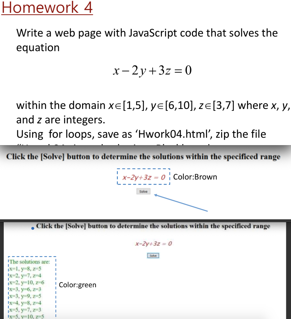 Solved Homework 4 Write a web page with JavaScript code that | Chegg.com