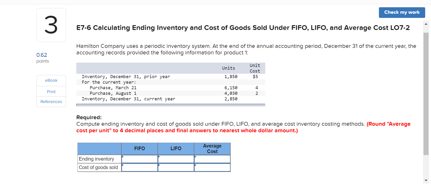 Solved Check my work E76 Calculating Ending Inventory and