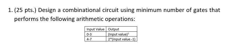 Solved 1. (25 pts.) Design a combinational circuit using | Chegg.com
