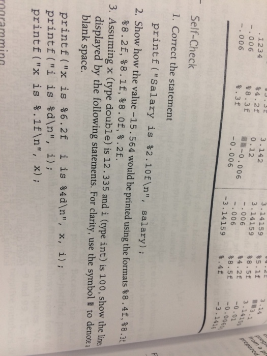 Solved 3.14 3.14159 %5.1f 1.3 3.14159 %8.5f 3.14 -.006 -.006 | Chegg.com