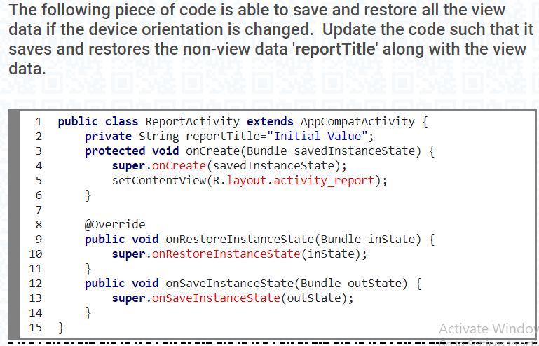 Solved The following piece of code is able to save and | Chegg.com