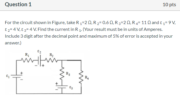 Solved Question 1 10 pts For the circuit shown in Figure, | Chegg.com