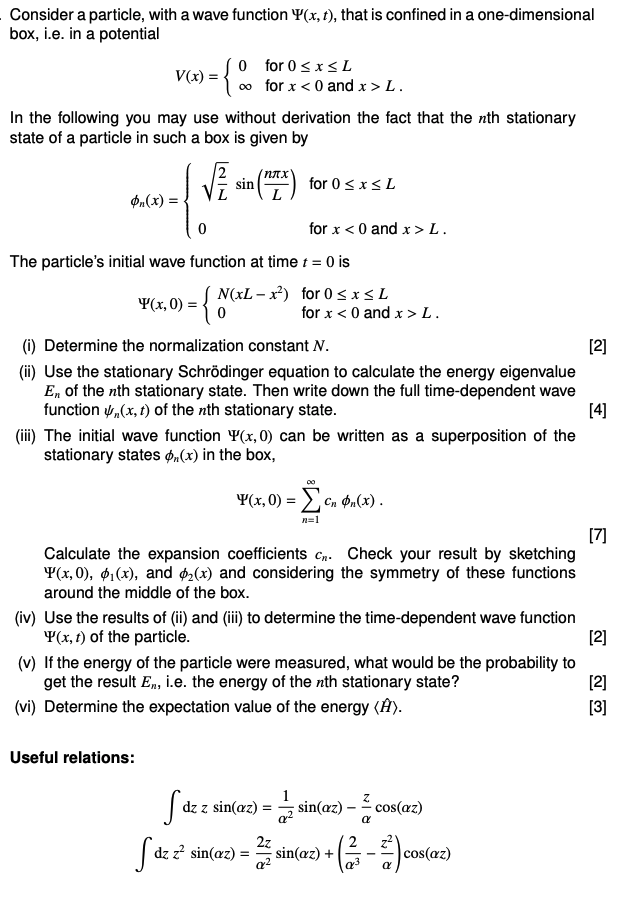 Solved Consider A Particle With A Wave Function P X T Chegg Com