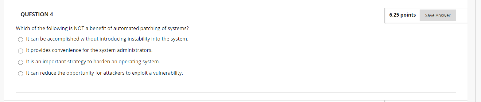 Solved QUESTION 4 6.25 points Save Answer Which of the | Chegg.com