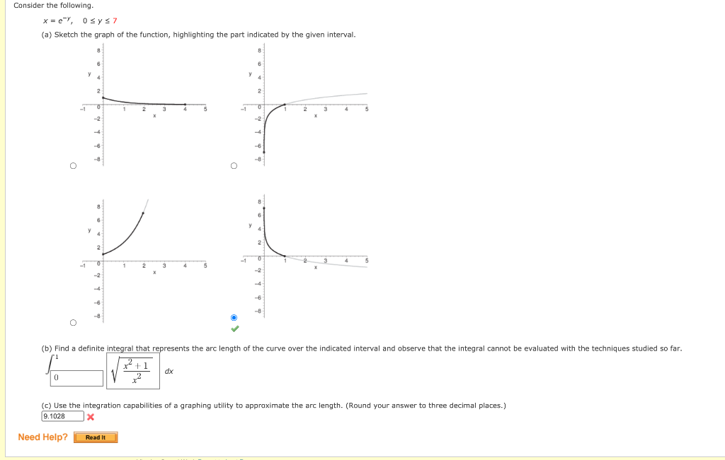 Solved Consider the following. x = e, Osy s7 (a) Sketch the | Chegg.com