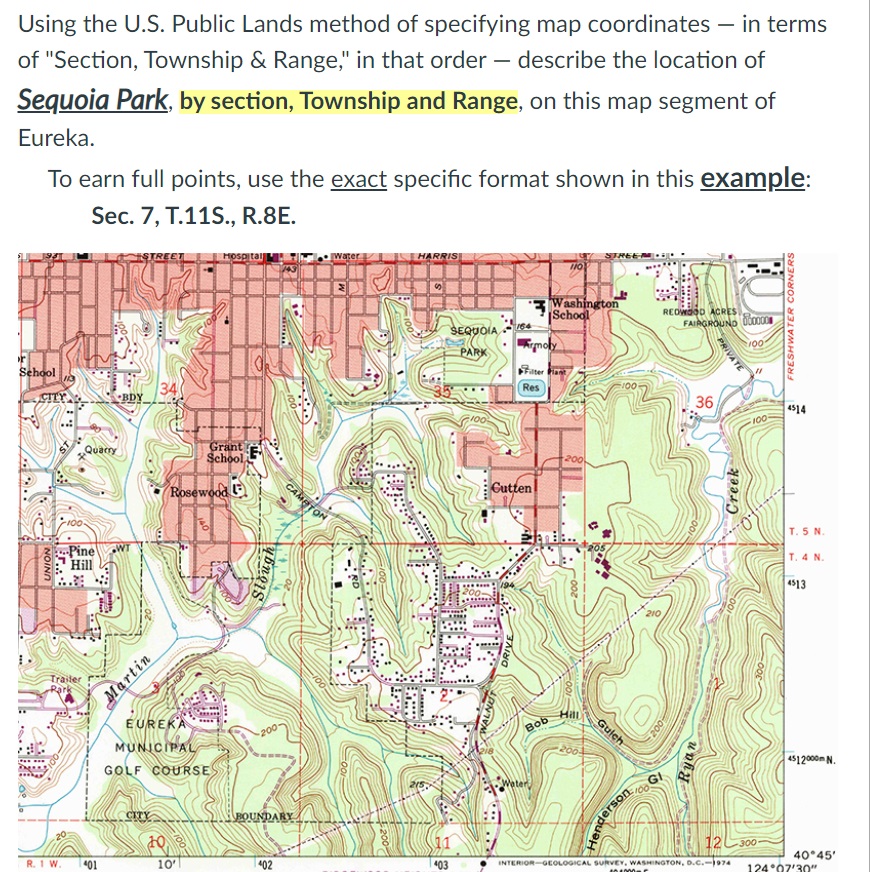 Solved Using the U.S. Public Lands method of specifying map | Chegg.com