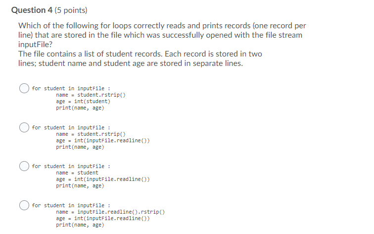 Solved Question 3 (5 points) Which of the following while | Chegg.com