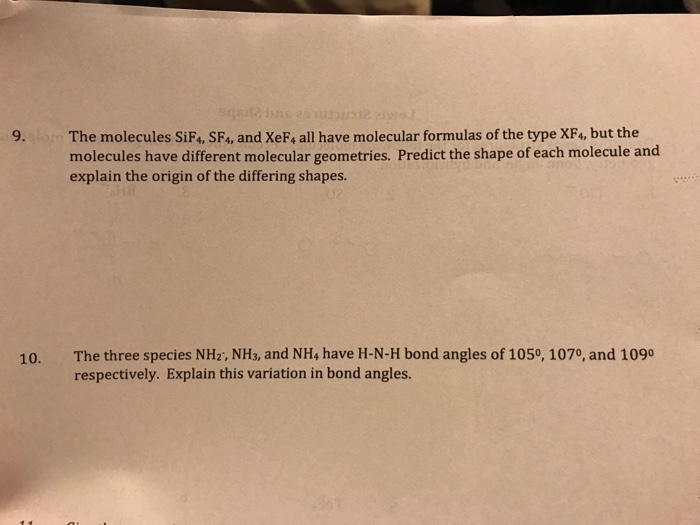 Solved The molecules SiF+, SFs, and XeF4 all have molecular | Chegg.com