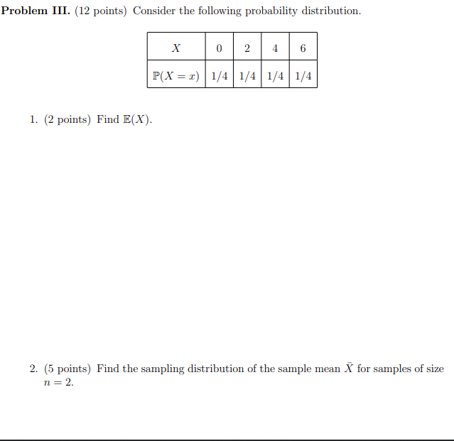 Solved Problem III. (12 points) Consider the following | Chegg.com
