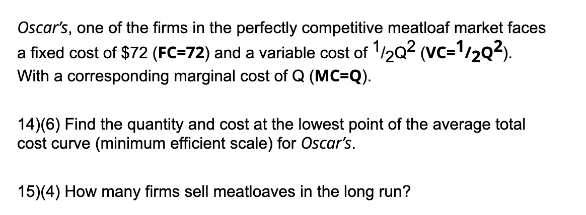 Solved The market for meatloaf dinner can be described an | Chegg.com