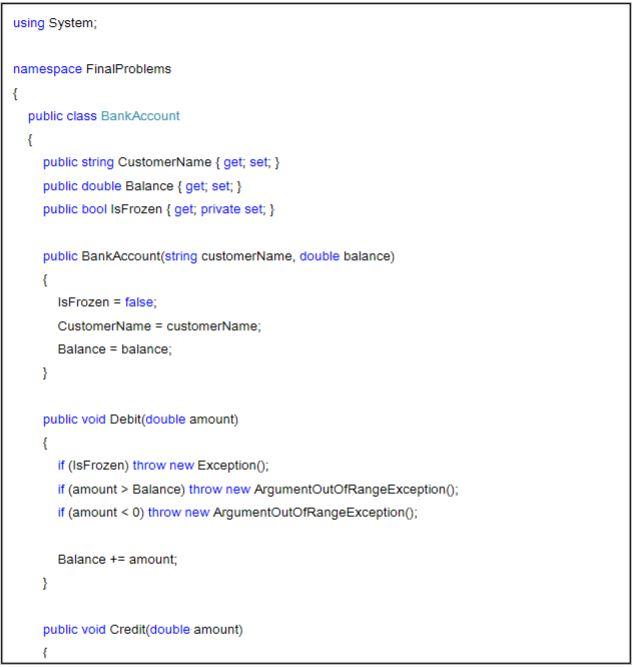 Solved This is written in C#! The Bank Account | Chegg.com