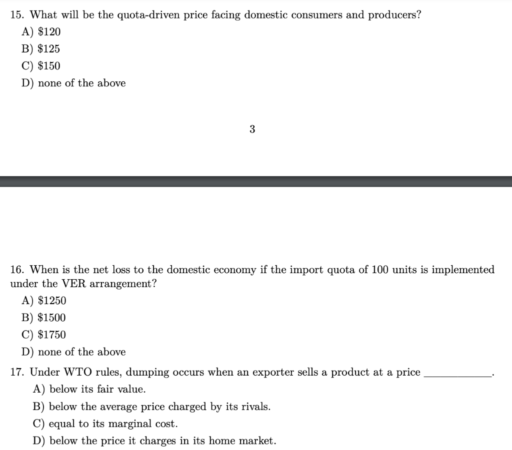 Solved Answer questions 15 and $17 based on the following | Chegg.com
