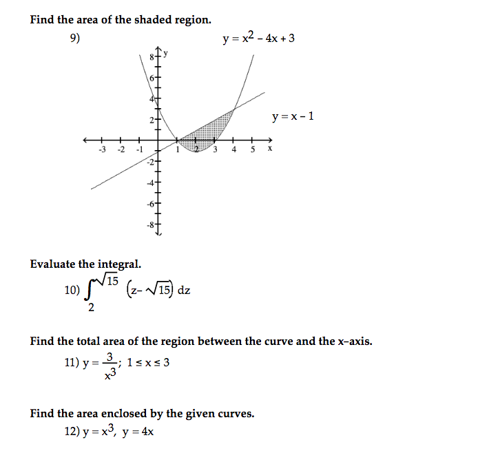 Solved Find the area of the shaded region. 9) y = x2 - 4x + | Chegg.com