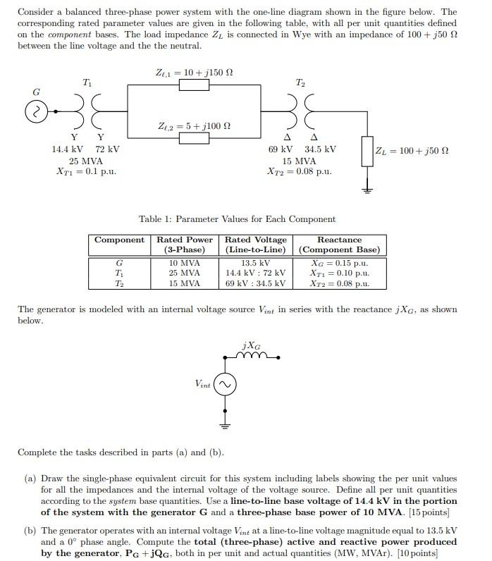 [Solved]: Consider a balanced three-phase power system wit