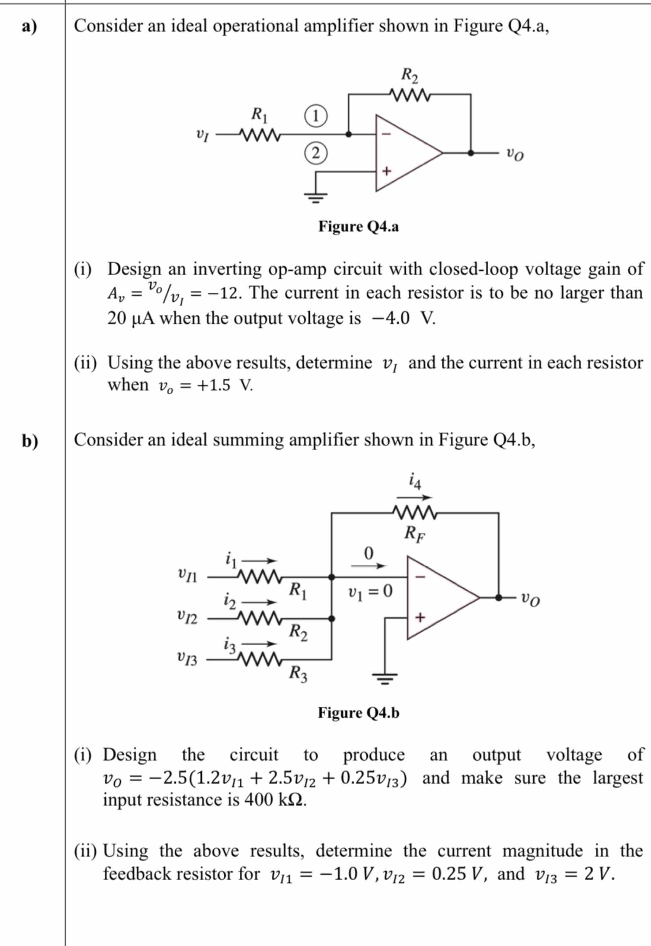Solved a) ﻿Consider an ideal operational amplifier shown in