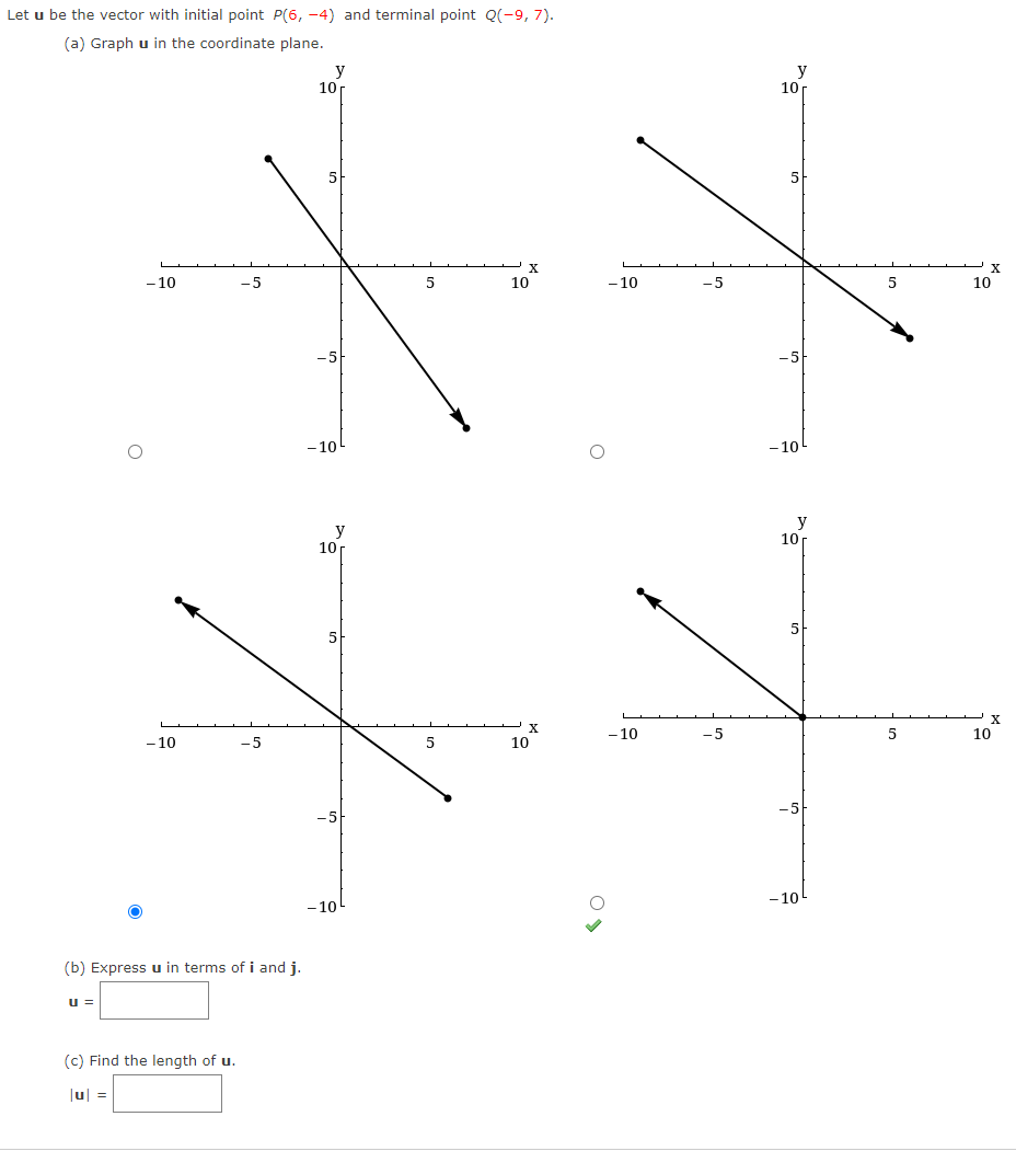 Solved Let U Be The Vector With Initial Point P 6 4 And Chegg Com