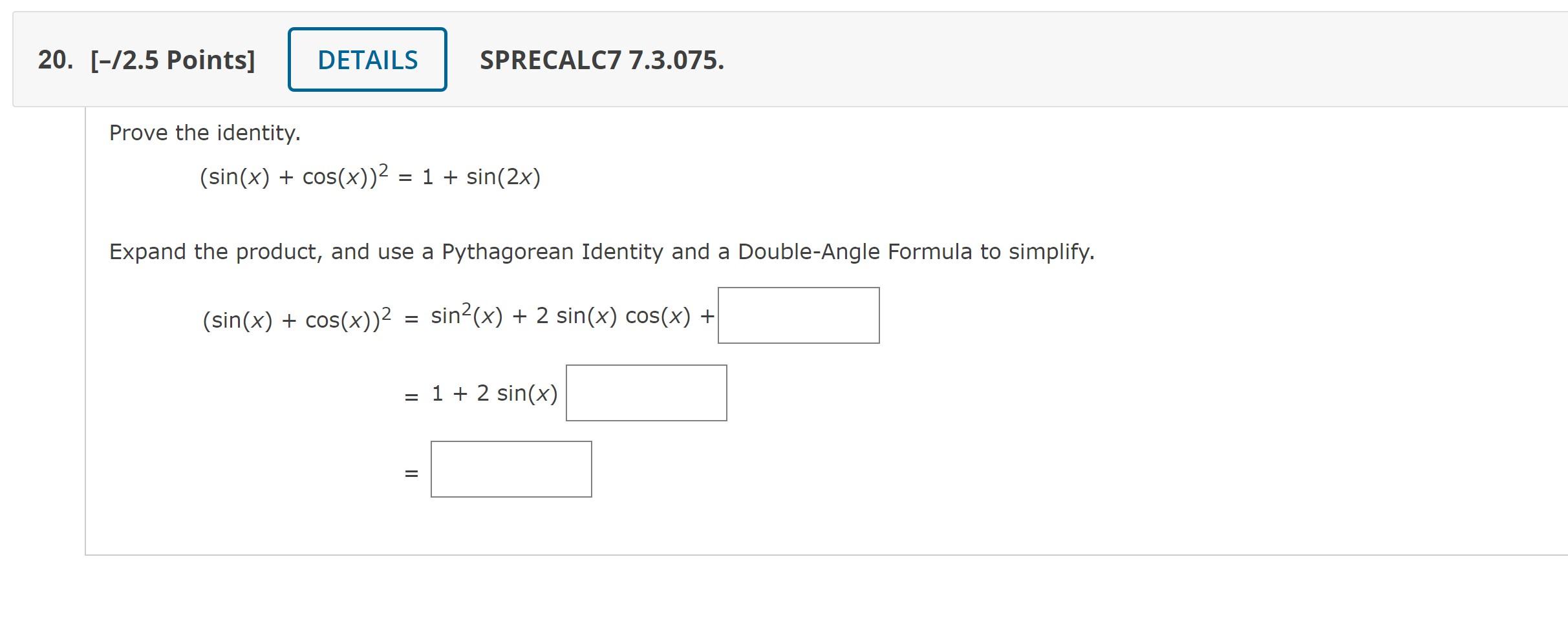 solved-prove-the-identity-sin-x-cos-x-2-1-sin-2x-expand-chegg