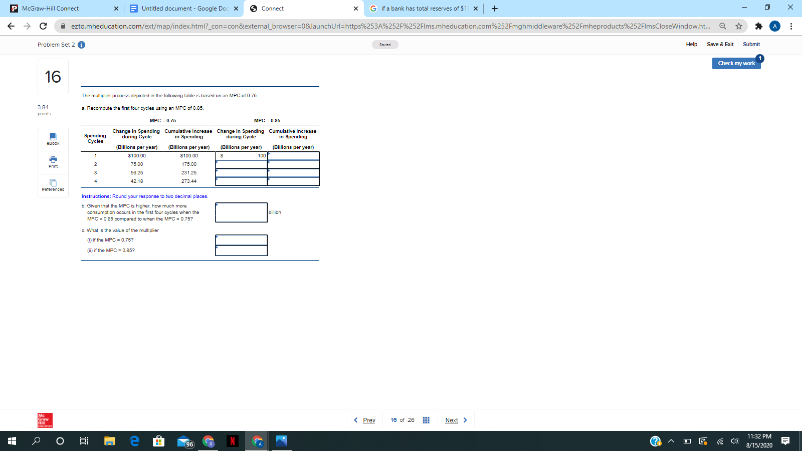 Solved P Mcgraw Hill Connect Untitled Document Google Chegg Com