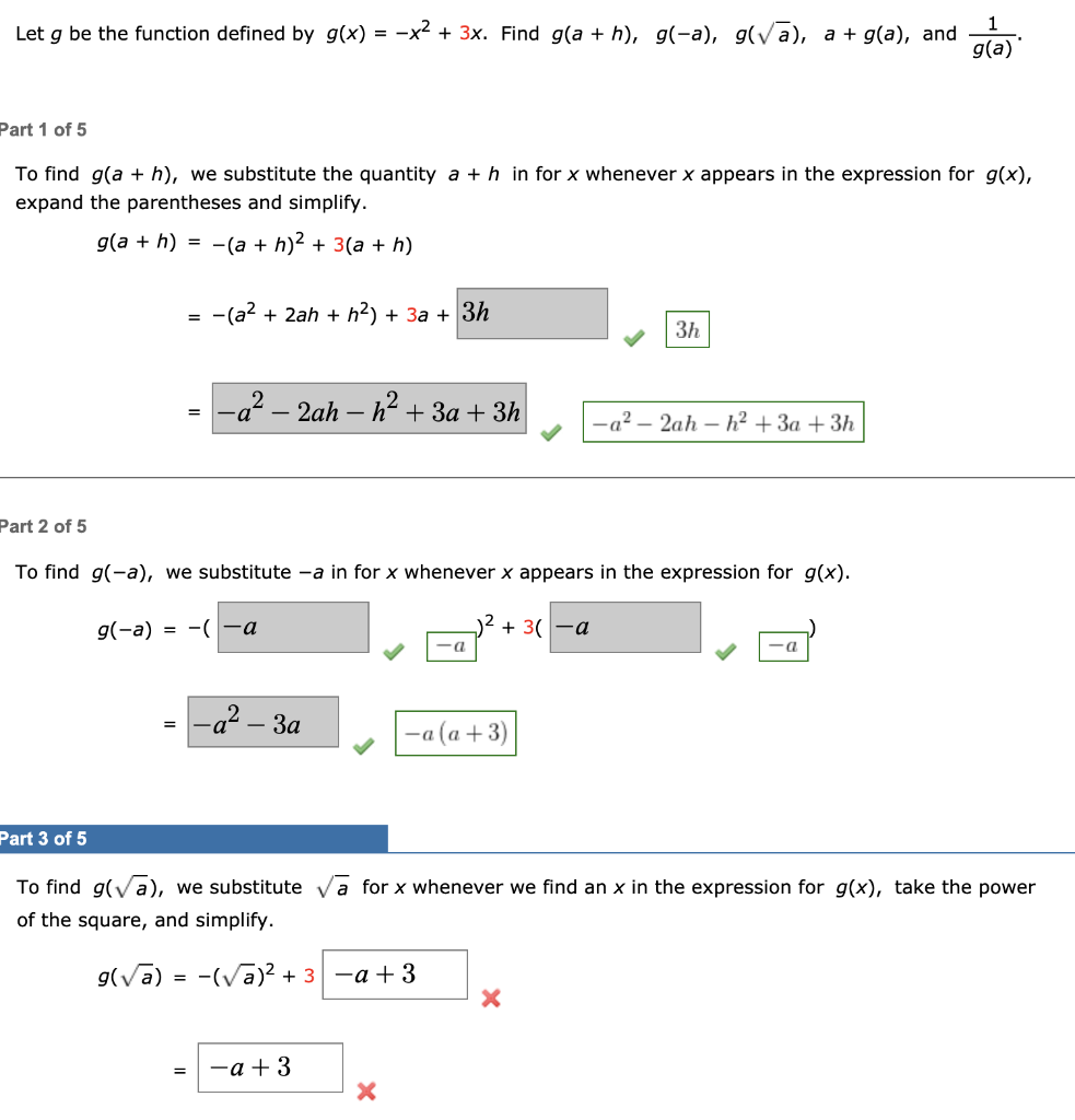 Solved Let g be the function defined by g(x) = -x2 + 3x. | Chegg.com