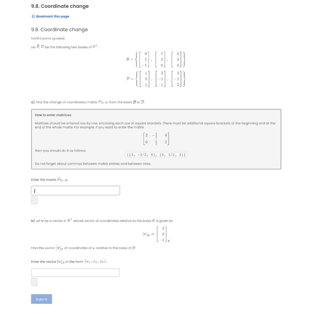 Solved 9 8 Coordinate Change Bookmark This Page 9 8 Chegg