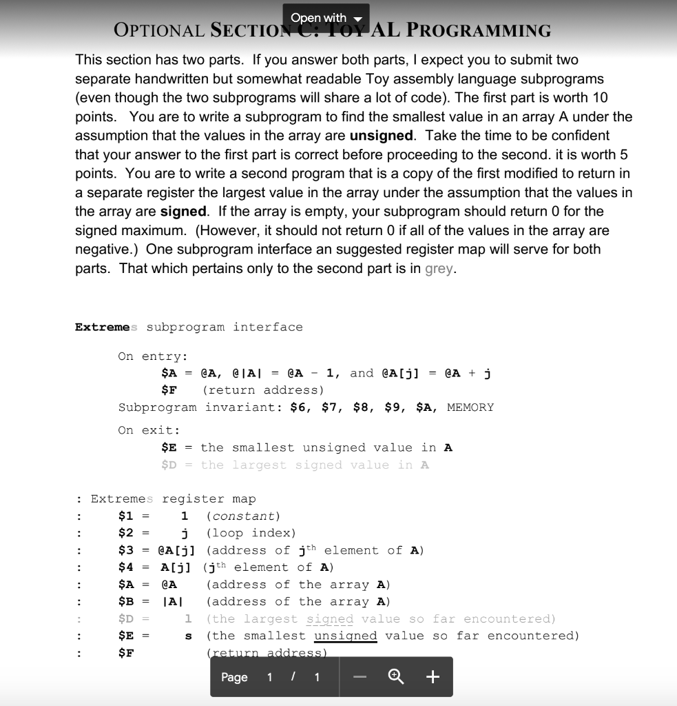 Open With Optional Sectiong Toyal Programming This Chegg Com