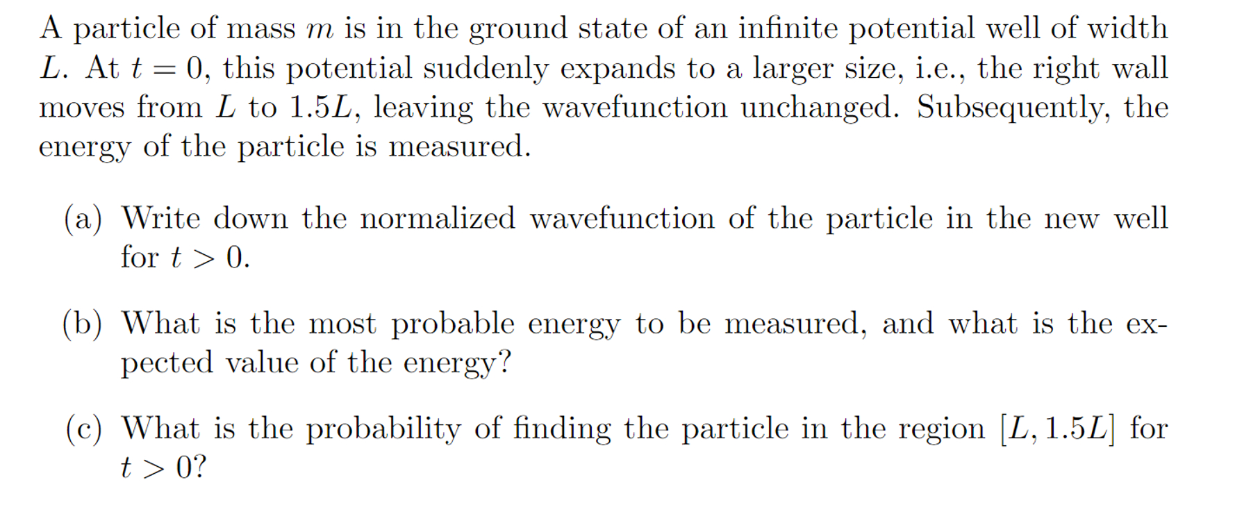 Solved A particle of mass m is in the ground state of an | Chegg.com