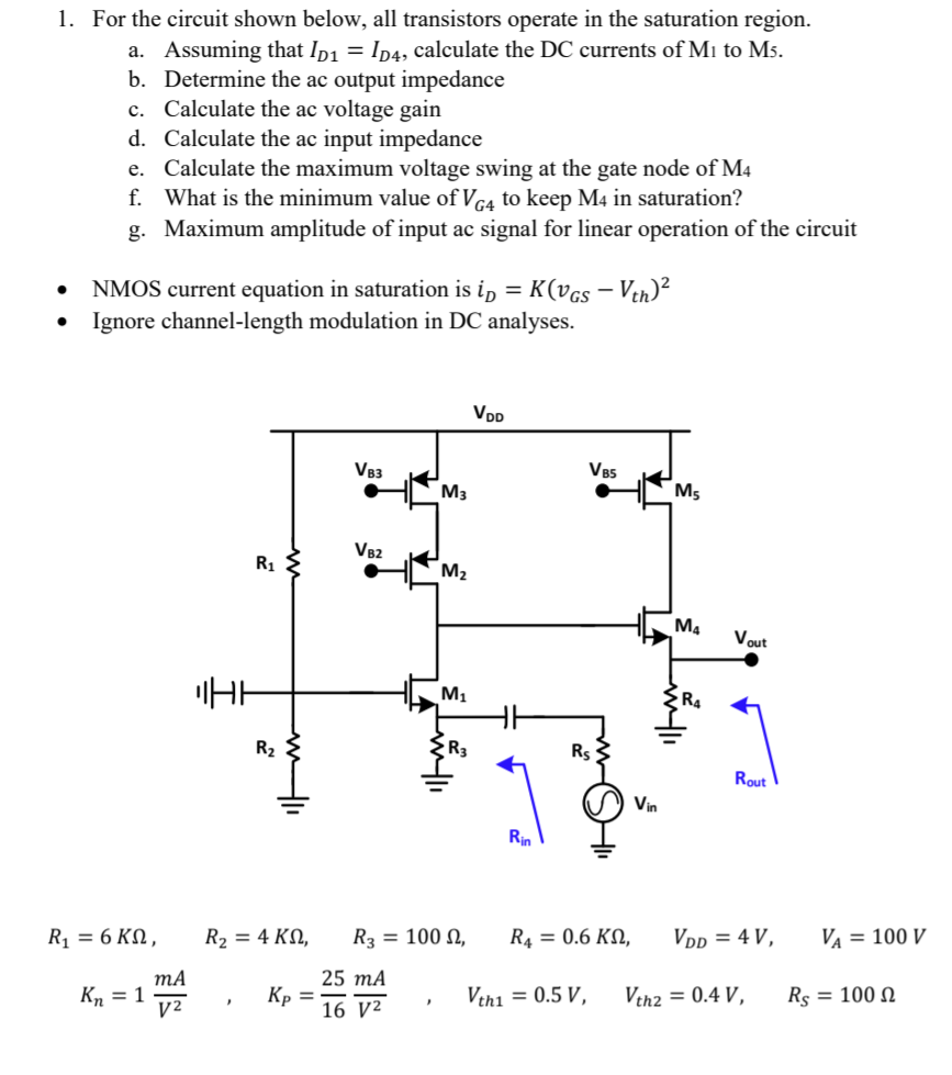 Solved 1. For The Circuit Shown Below, All Transistors 